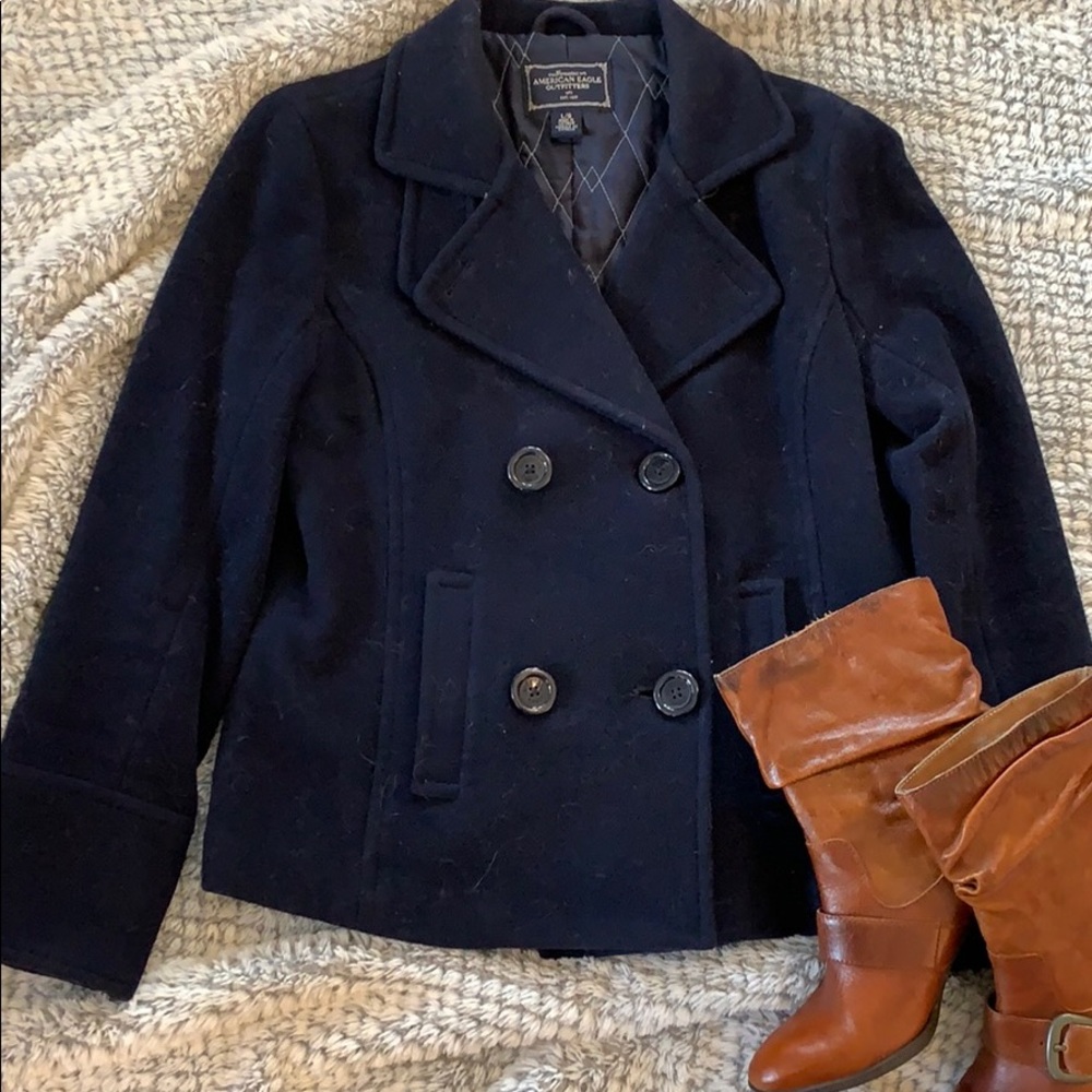 American Eagle Navy Blue Large Pea Coat
